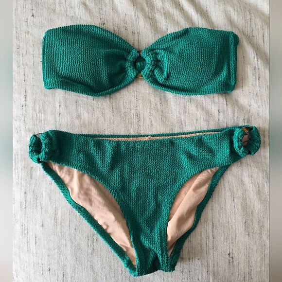 JCrew Green Textured Bikini Top - Picture 1 of 7